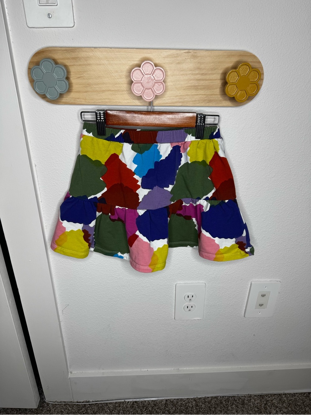 Colorful Abstract Print Ruffle Mini Skirt - Picture 2 of 5